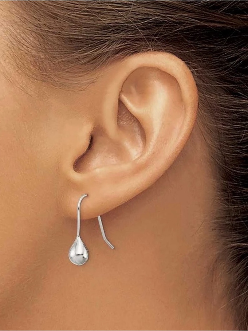 Polished Sterling SilverWater Drop Wire Earrings